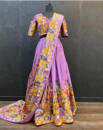 KALAMKARI vol 23 Chinon purple Affordable lehenga choli in Delhi